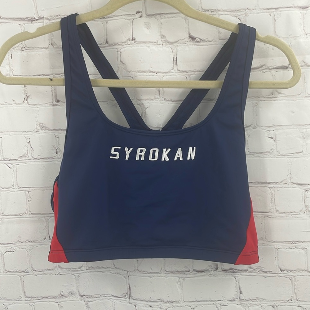 NWT Syrokan Sports Bra and Swimsuit XXL New Blue Red Comfy Cozy Workout Gym